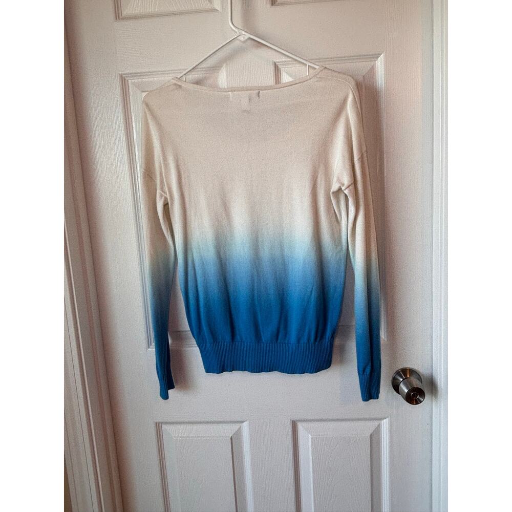 Banana Republic Women’s XS Blue Cream Ombré Dip Dye 100% Cotton Sweater - Picture 5 of 5